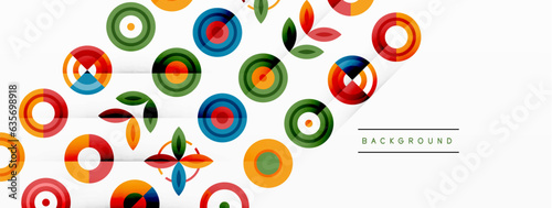 Colorful circles in a grid composition abstract background. Design for wallpaper, banner, background, landing page, wall art, invitation, prints, posters