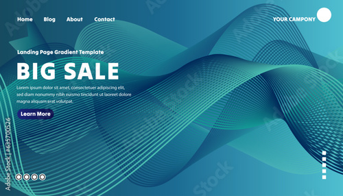 Landing page wavy gradient template vector illustration