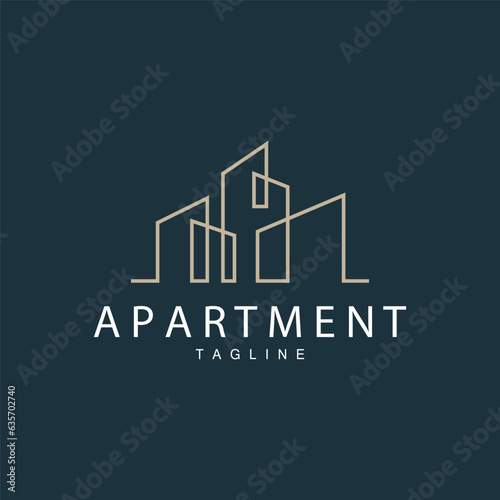 Apartment Building Logo, Modern Design Style Line Vector Symbol Illustration Template