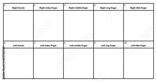 Table for fingerprinting. Fingerprint form. Vector illustration