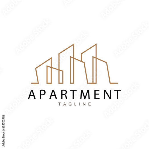 Apartment Building Logo, Modern Design Style Line Vector Symbol Illustration Template