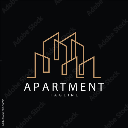 Apartment Building Logo, Modern Design Style Line Vector Symbol Illustration Template