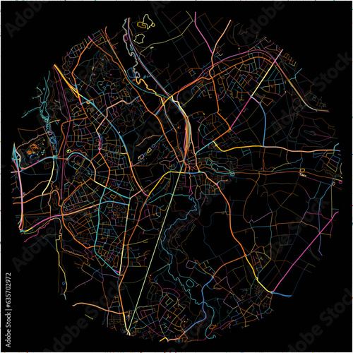 Colorful Map of Herzogenrath, North Rhine-Westphalia with all major and minor roads. photo