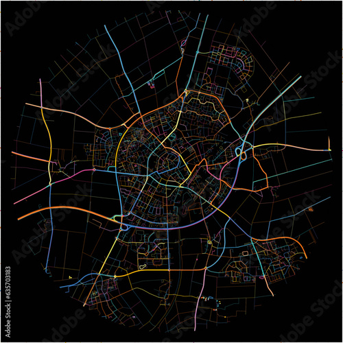 Colorful Map of Erkelenz, North Rhine-Westphalia with all major and minor roads.