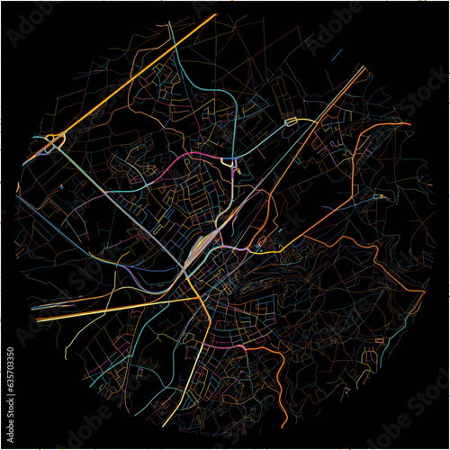 Colorful Map of Homburg, Saarland with all major and minor roads.