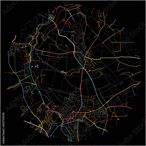 Colorful Map of Nettetal, North Rhine-Westphalia with all major and minor roads.