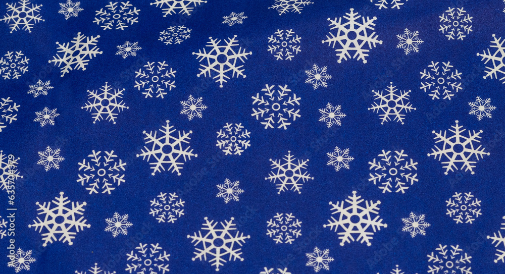 Blue background with drawings of snowflakes