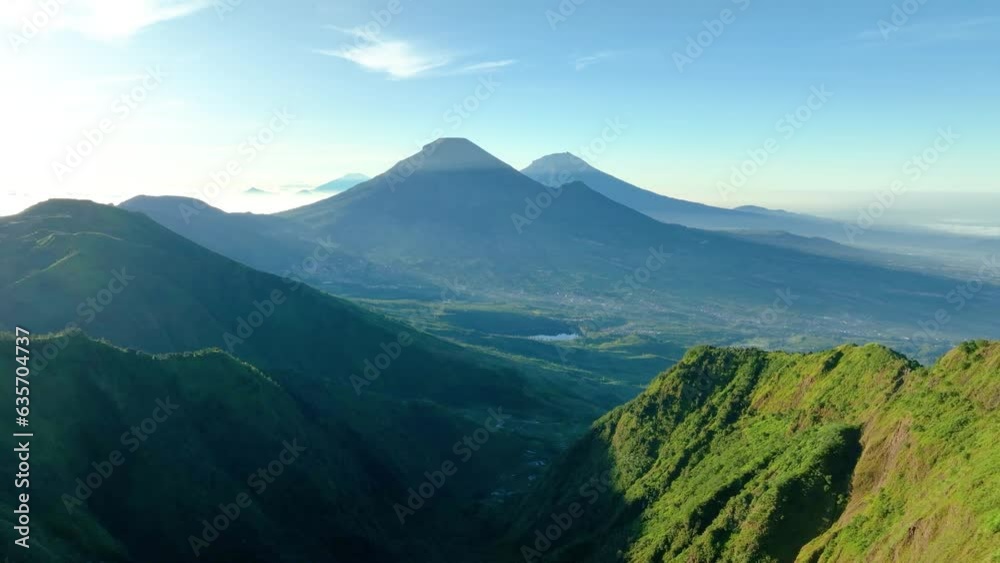 Aerial View of Mount Sindoro and Sumbing from the peak of Mount Bisma in Central Java, Indonesia. Aerial View of Mount Sindoro and Sumbing from the peak of Mount Bisma in Central Java, Indonesia.