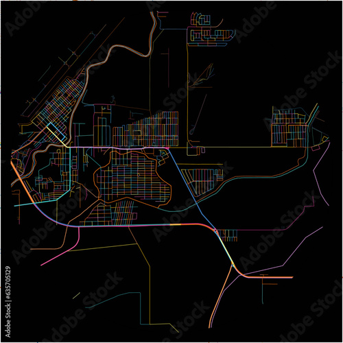 Colorful Map of LaLima, Cortés with all major and minor roads.