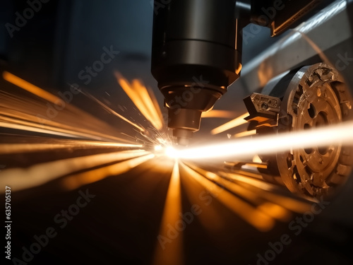 CNC Laser cutting of metal. ai generated