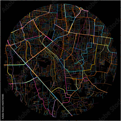 Colorful Map of Managua, Managua with all major and minor roads.