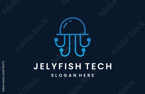 Slika na platnu Jelyfish Tech Logo Template Design Vector Illustration