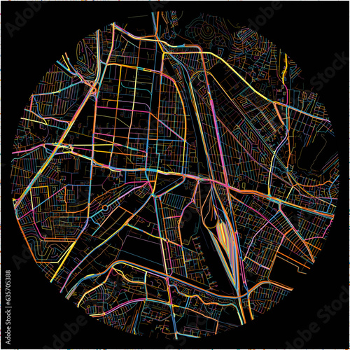 Colorful Map of Tlalnepantla, México with all major and minor roads.