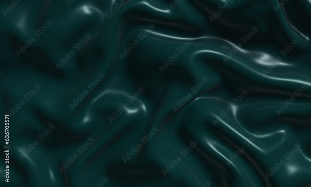 Obraz premium 3D dark green abstract wave background