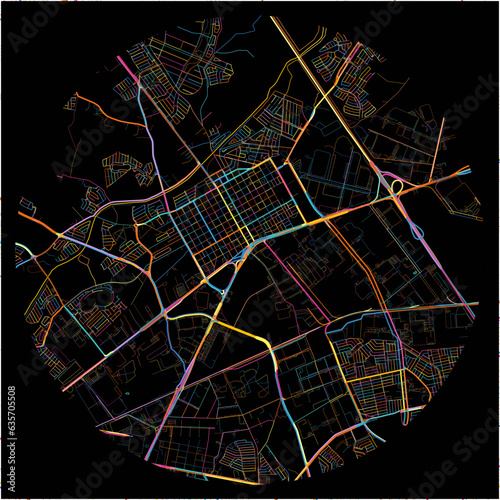 Colorful Map of CiudadApodaca, Nuevo León with all major and minor roads.