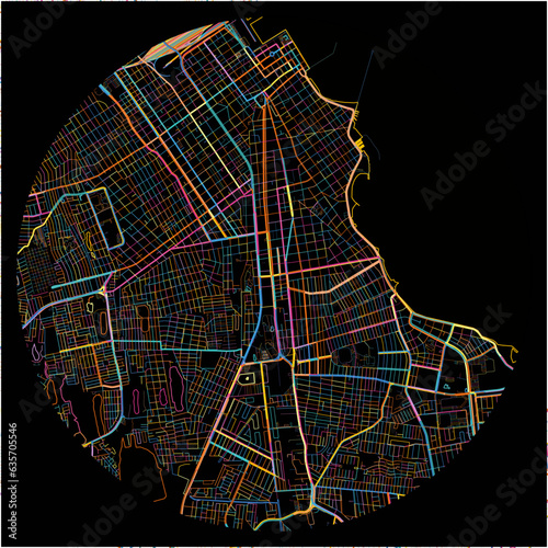 Colorful Map of Veracruz, Veracruz with all major and minor roads.