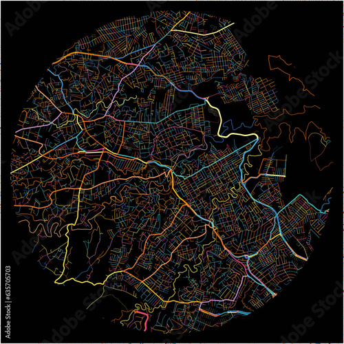 Colorful Map of CiudadNicolasRomero, México with all major and minor roads.