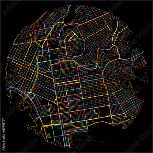 Colorful Map of Ensenada, Baja California with all major and minor roads.