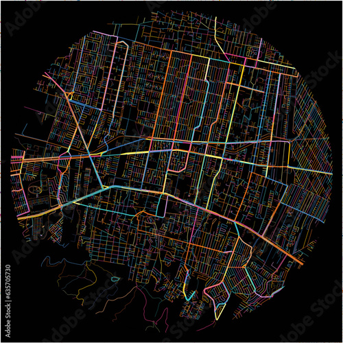Colorful Map of CoacalcodeBerriozabal, México with all major and minor roads.