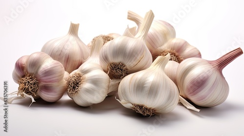 white garlics isolated on white background