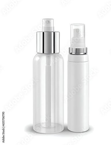 3d illustration of various blank cosmetic container mock-ups, including jar, pump bottle, cream tube, and dropper, isolated on white background
