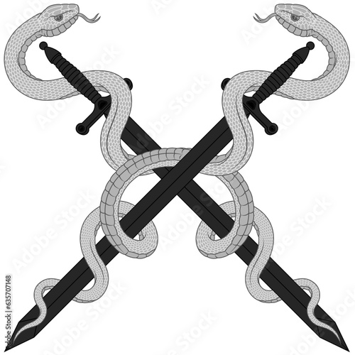 Ancient sword surrounded by poisonous snake