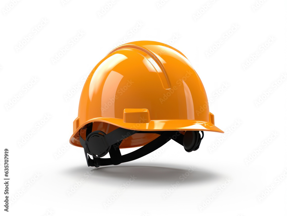 Orange hard hat or safety helmet isolated on white background