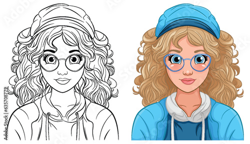 Woman portrait wearing cap and glasses