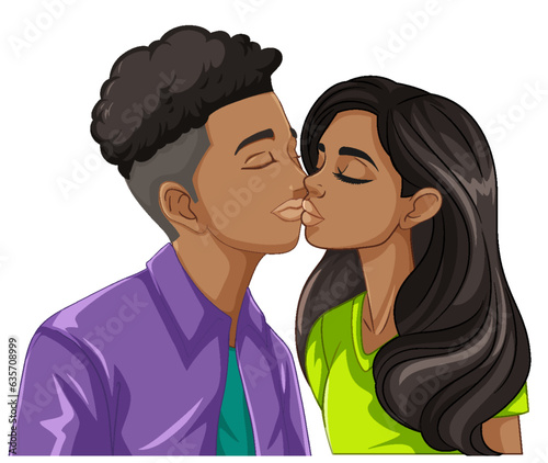 Youth couple are kissing isolated