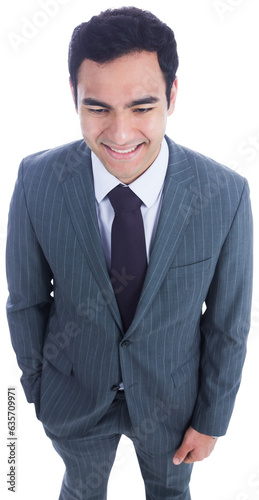 Digital png photo of happy biracial businessman on transparent background