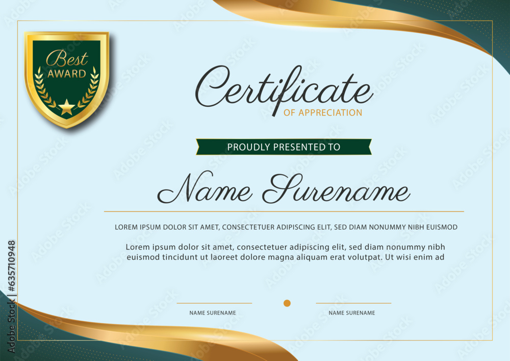 vector gradient golden luxury certificate
