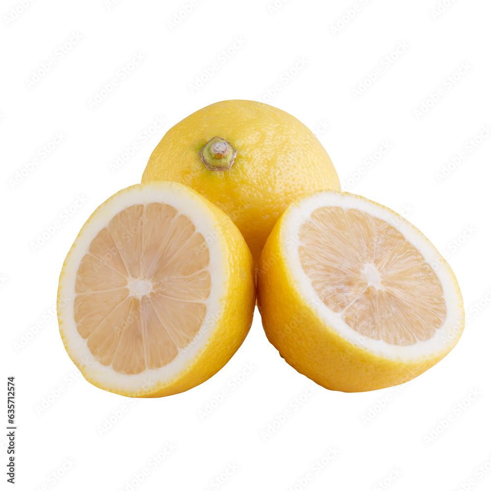yellow lemon isolated on a transparent background