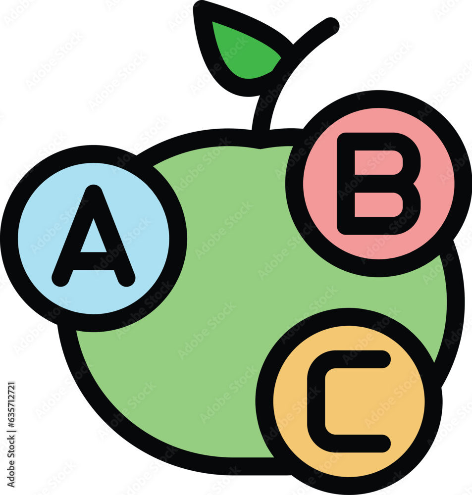 Fruit vitamin icon outline vector. Diet body. Human system color flat Fruit vitamin icon outline vector. Diet body. Human system color flat