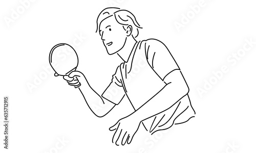 line art of Ping pong player