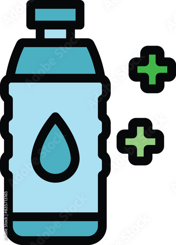 Water bottle diet icon outline vector. Metabolic energy. Food nutrition color flat