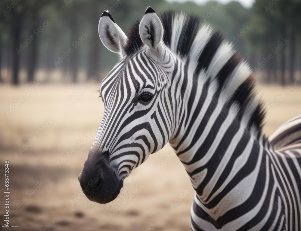 illustration zebra in the savannah With a blurred background.generative AI illustration zebra in the savannah With a blurred background.generative AI