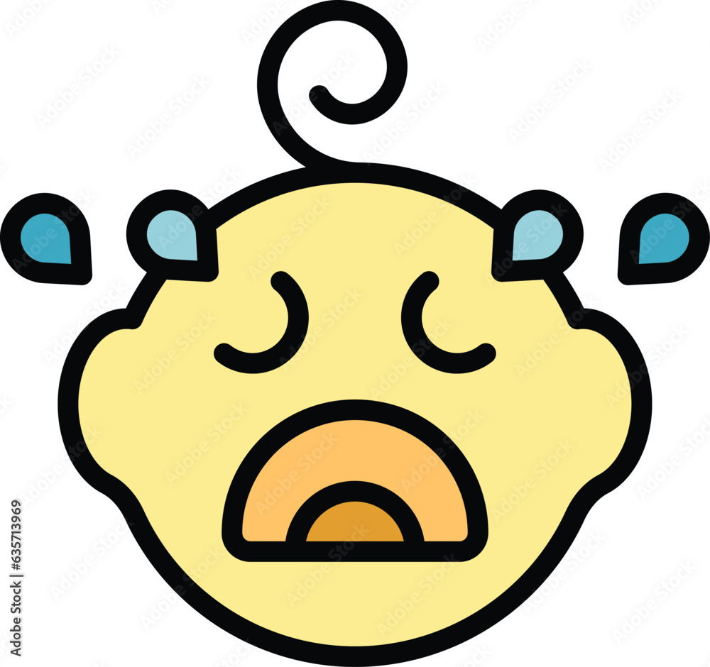Baby cry icon outline vector. Infant care. Newborn child color flat Baby cry icon outline vector. Infant care. Newborn child color flat