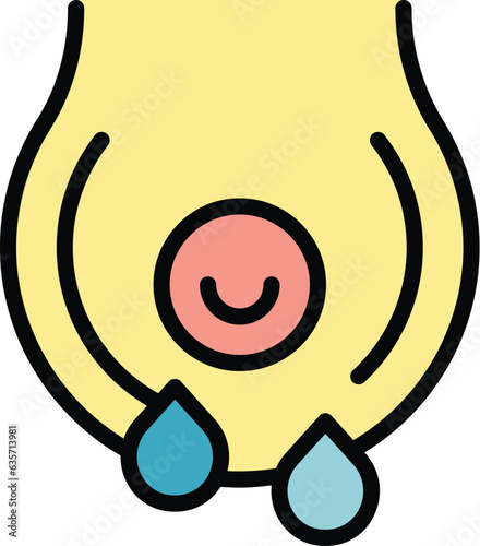 Baby milk feed icon outline vector. Newborn care. Mom health color flat