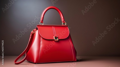 Beautiful trendy smooth youth women's stylish bag in red color on a studio background
