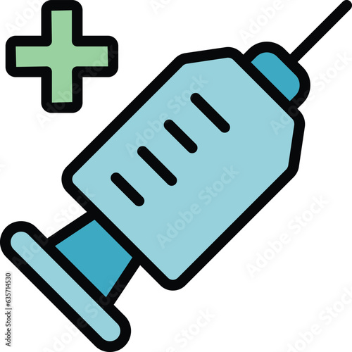 Medical syringe icon outline vector. Baby care. Mother health color flat
