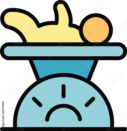 Newborn scales icon outline vector. Baby care. Mother happy color flat