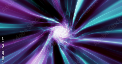 Purple hypertunnel spinning speed space tunnel made of twisted swirling energy magic glowing light lines abstract background
