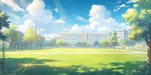 Fototapeta 市街地の公園。TRPGやゲームの背景として使える