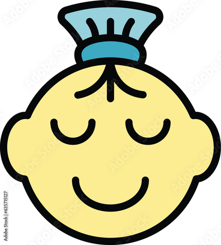 Smiling baby girl icon outline vector. Infant newborn. Health diaper color flat