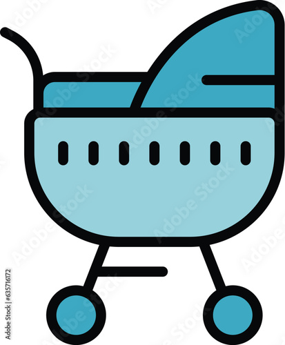Baby crib icon outline vector. Infant care. Newborn sleep color flat