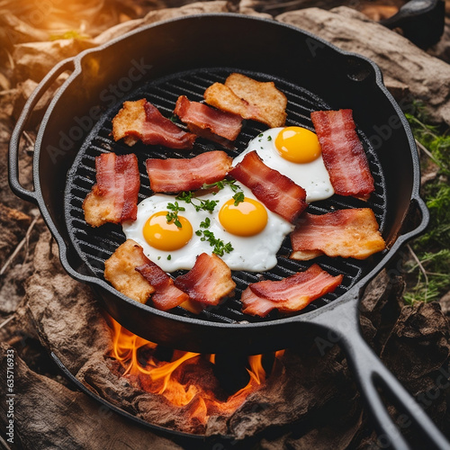 picnic camp BREAKFAST EGGS AND BACON