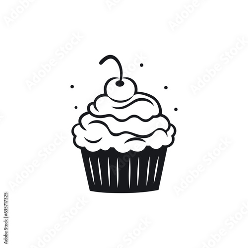 Simple Handdrawn Cupcake With Berry