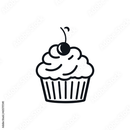 Simple Handdrawn Cupcake With Berry