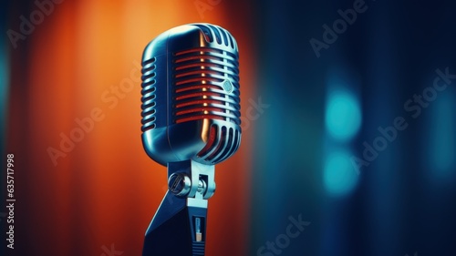 retro microphone for studio record or podcast 