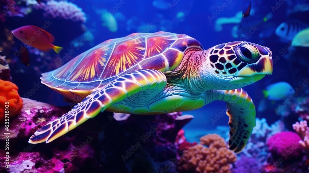 green sea turtle swimming under water coral beautiful green sea turtle swimming under water coral beautiful